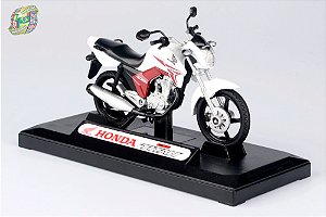 Miniatura Moto Honda CG Titan 150 2014 - Branca - Escala 1/18
