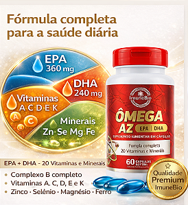 Ômega 3 Multivitamínico A-Z - 20 Vitaminas e Minerais + EPA DHA 1400 mg- 60 Caps