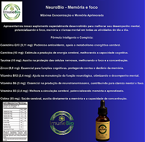 Kit 5 NeuroBio – Memória  Foco e Concentração - 30 ML
