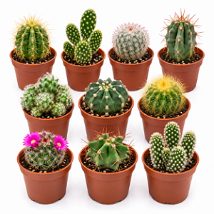 10 mini cactos 6 cm sortidos e variados