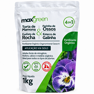 Fertilizante Orgânico Maxgreen 4 em 1 Adubo para Plantas 1kg