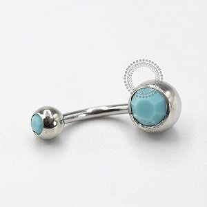 BB25 Navel Tradicional Turquesa Sintética Aço 316L