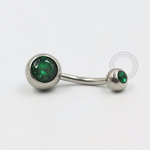 BZ05 Navel Tradicional CZ Esmeralda Aço 316L