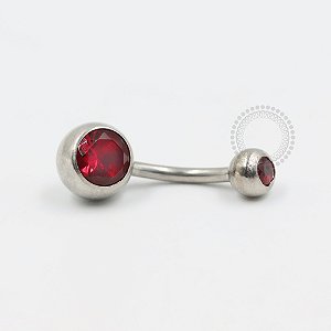 BZ06 Navel Tradicional CZ Rubi Aço 316L
