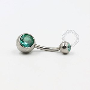 BZ08 Navel Tradicional CZ Turquesa Aço 316L