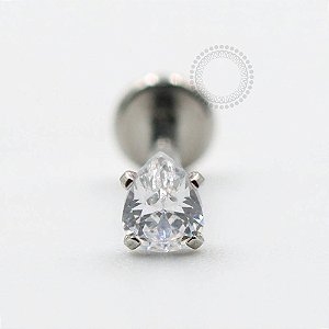 PB107 Labret Gota Zirconia Aço 316L