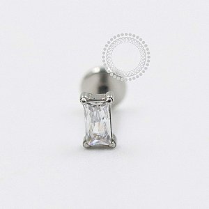 PB120 Labret CZ Baguete Vertical Aço 316L