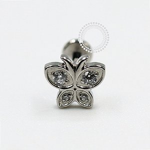 PB126 Labret Borboleta CZ Aço 316L
