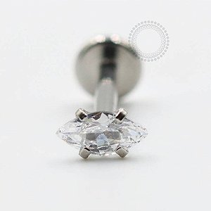 PB127 Labret Navete Zirconia Aço 316L