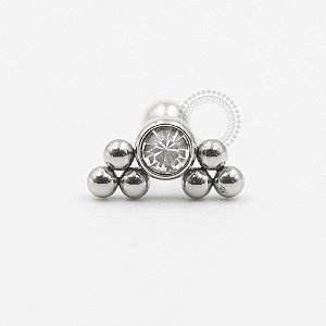 PB65 Labret Pedra CZ com Esferas Aço 316L