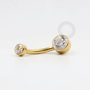 PVD100 Navel Zircônia Flat Aço PVD Gold