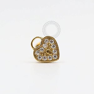 PVD103 Labret Coração Trancado PVD Gold