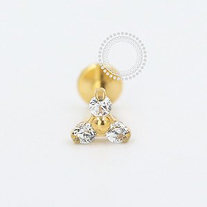 PVD106 Labret Trinity CZ Aço PVD Gold