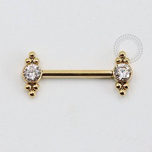 PVD119 Nipple CZ Esferas Rosca Interna Aço PVD Gold