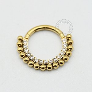 PVD29 Segmento Frontal CZ Esferas  Aço PVD Gold