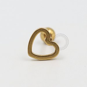 PVD37 Microbell Reto Coração Aço PVD Gold