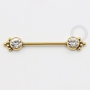 PVD60 Nipple CZ Esferas Rosca Interna Aço PVD Gold