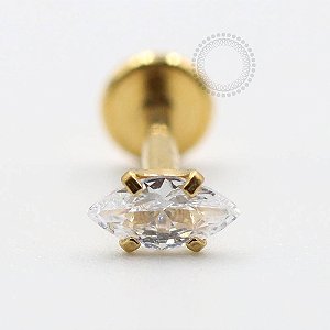 PVD98 Labret CZ Navete Aço PVD Gold