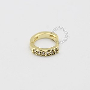AR08 Argola Clicker Mini 6 CZ (P) Banho Ouro