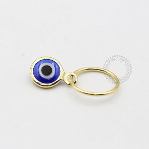 AR34 Argola Torção Pingente Olho Grego  Banho Ouro