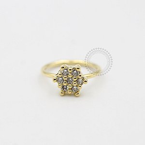 AR45 Argola Fina Floco de Neve CZ Banho Ouro