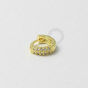 AR55 Argola Clicker Cravejada Dupla P Banho Ouro