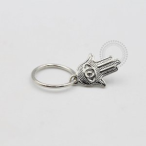 ARA14 Argola Pingente Mão Hamsa Banho Ródio