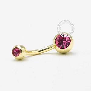 BN02 Navel CZ Rosa Claro Banho Ouro