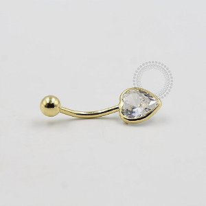 BN20 Navel Coração Zirconia Banho Ouro