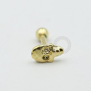 MB10 Microbell Reto Caveira Banho Ouro