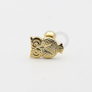 MB13 Microbell Reto Coruja Banho Ouro