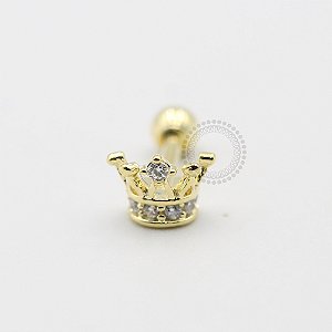 MB63 Microbell Coroa CZ Vazada Banho Ouro