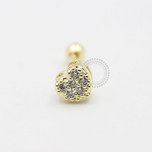 MB76 Microbell Coração 6 CZ Banho Ouro