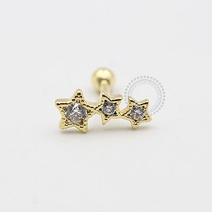 MB83 Microbell Cluster 3 Estrelas Banho Ouro