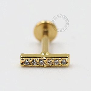 MB89 Labret Barra 6 CZ Banho Ouro