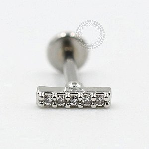 MBA104 Labret Barra Zirconias Banho Rodio