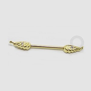 MM09 Piercing Mamilo Asas Banho Ouro