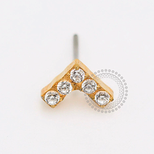 TN1901 Topo em V 5 Pedras Push Pin Titânio PVD Gold