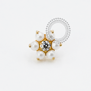 TN1952 Topo Flor de Pérolas Push Pin Titânio PVD Gold
