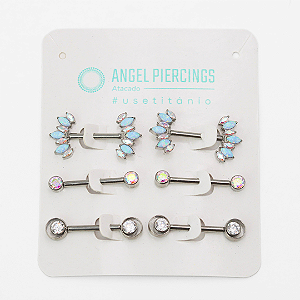 KOR05 Kit Nipple Cristal - Boreal - Azul Titânio ASTM F-136