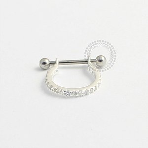 PR03 Argola Conch CZ Haste Aço Prata 925