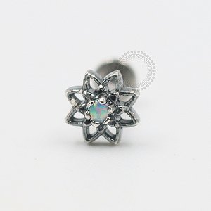 PR20 Labret Flor De Lotus Opala Prata 925 Haste Titânio