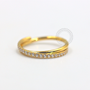 TN685 Segmento Cruzado Linha CZ  Titânio PVD Gold