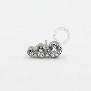TN1009 Topo Cluster 3 CZ Push Pin Titânio ASTM F136