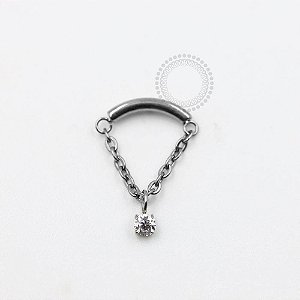 TN1021 Topo Arco Corrente com 1 CZ Titânio ASTM-136