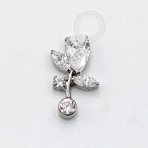 TN1053 Topo Flor Gota CZ Titânio ASTM F136