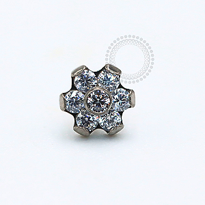 TN1144 Topo Flor CZ Push Pin Titânio ASTM F136