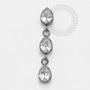 TN1438 Topo Pingente 3 Gotas CZ Titânio ASTM F136