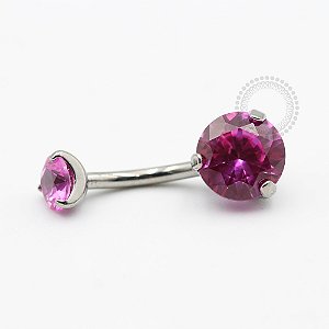 TN156 Navel Zirconia Cravada Pink Titânio ASTM F136