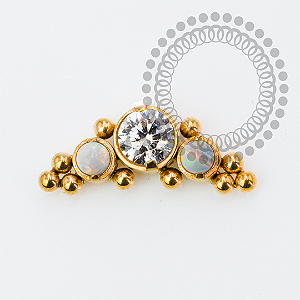 TN2155 Topo Mini Cluster CZ / Opalas  Titânio PVD Gold
